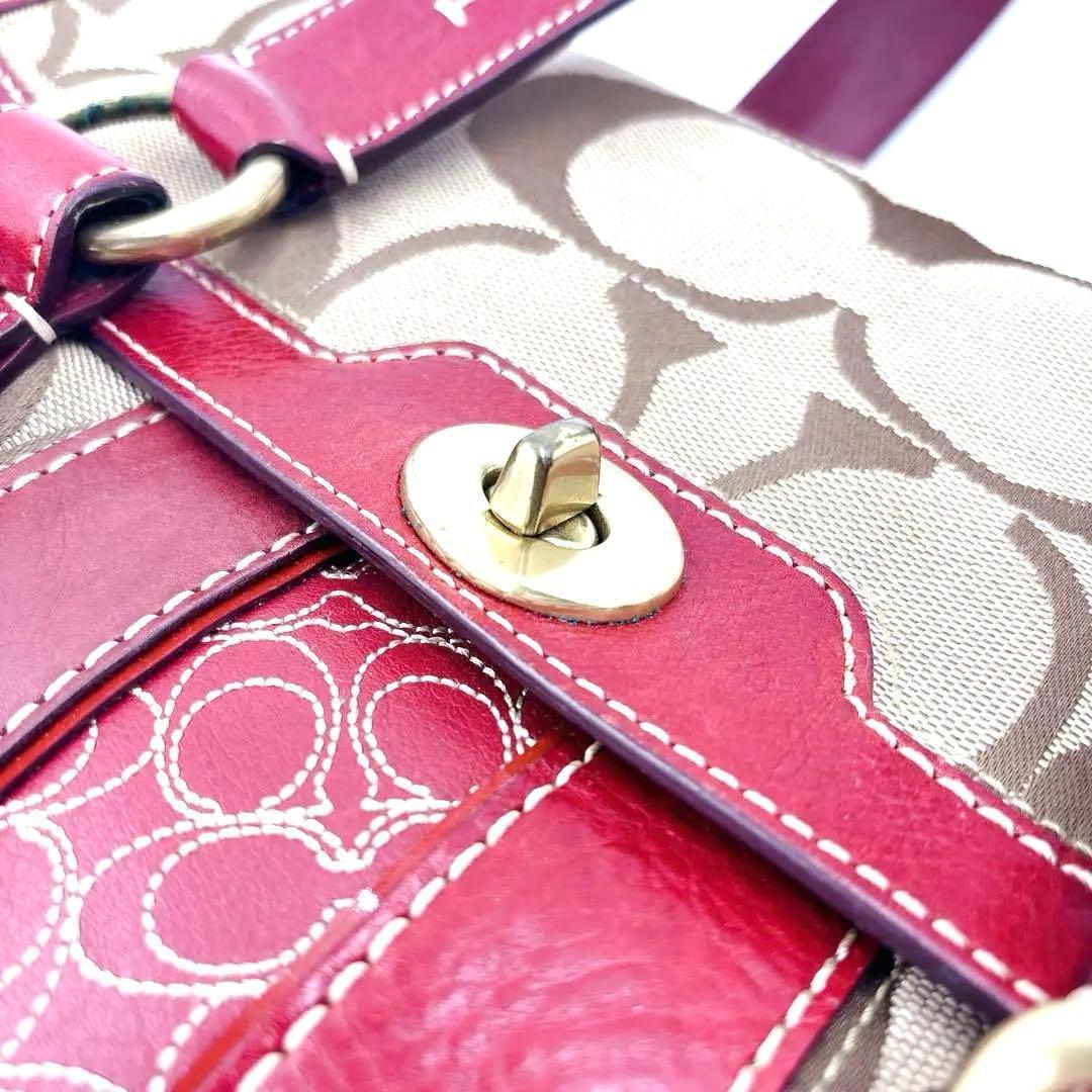 COACH シグネチャー レザーキャンバス ハンドバッグ 00s Y2K