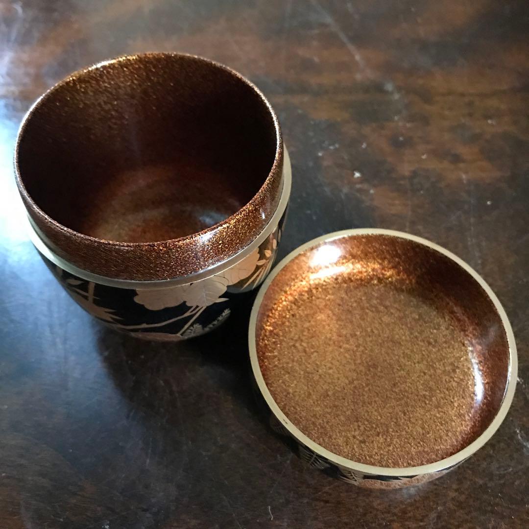 美品　希少　茶道具　棗　大棗　嵯峨蒔絵　村田宗覚　直径7×高7cm