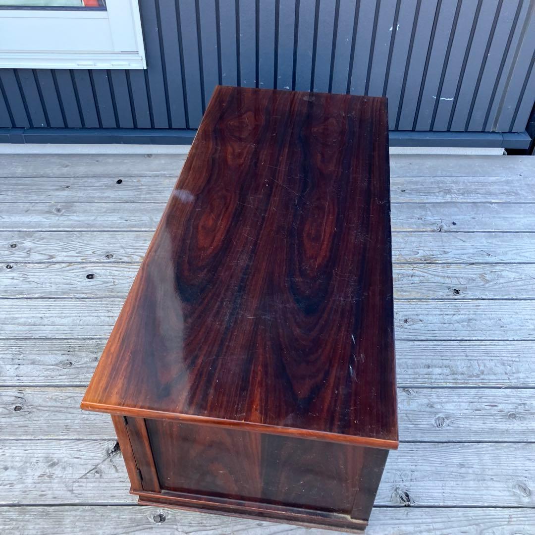 昭和レトロ 古家具 花柄彫刻 木彫り 木製文机 引き出し付き座卓 書斎机 古道具