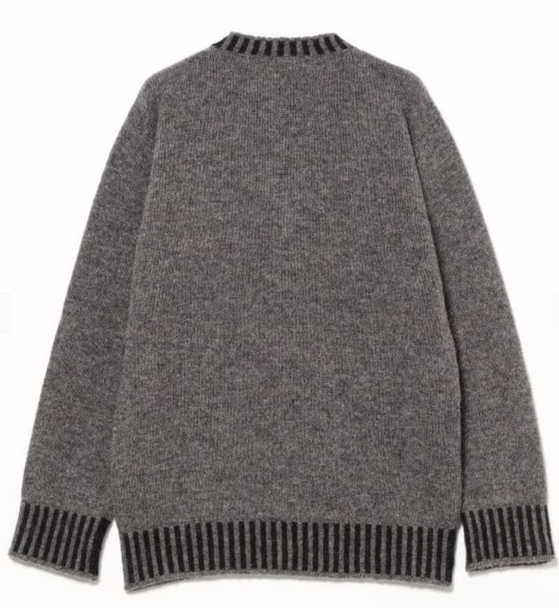 メンズ リブ ストライプ プルオーバーニット