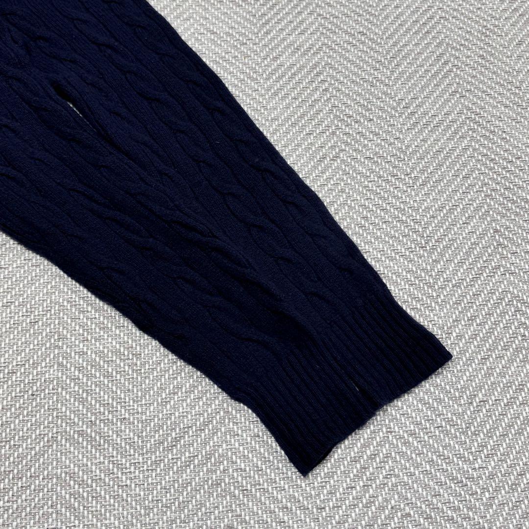 極美品 ポロラルフローレン 現行 カシミヤ混 ケーブルニット ネイビー M