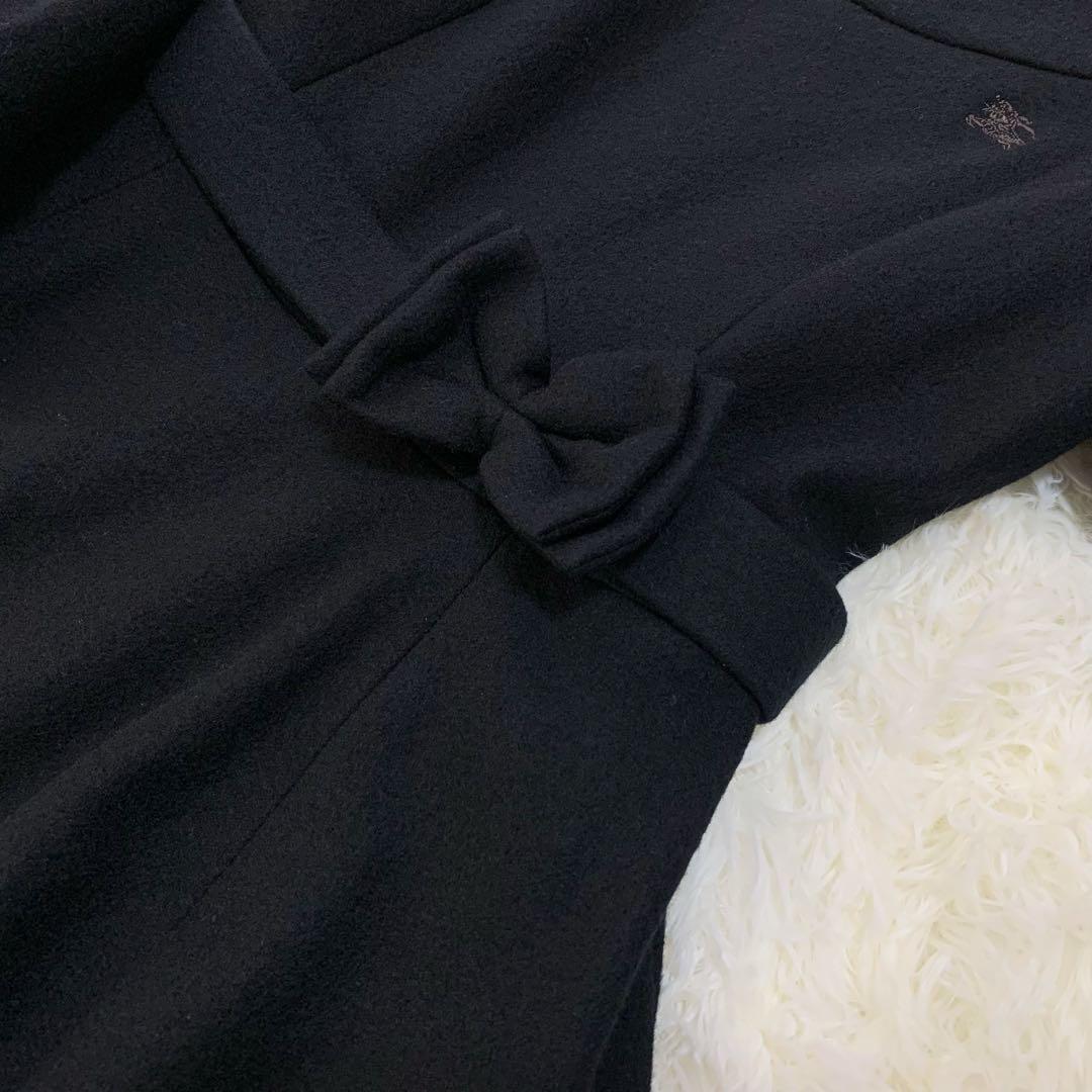 バーバリーブルーレーベル ウール フレア ワンピース リボンベルト ノバチェック