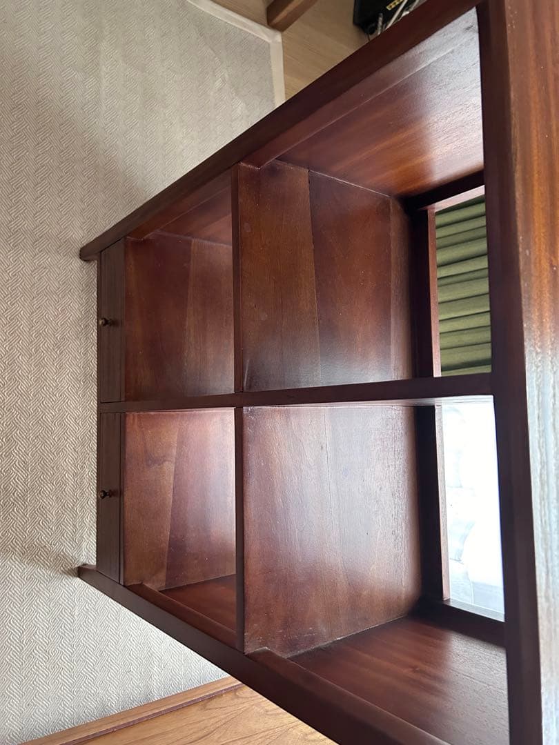 木製本棚 4区画 2引き出し付き