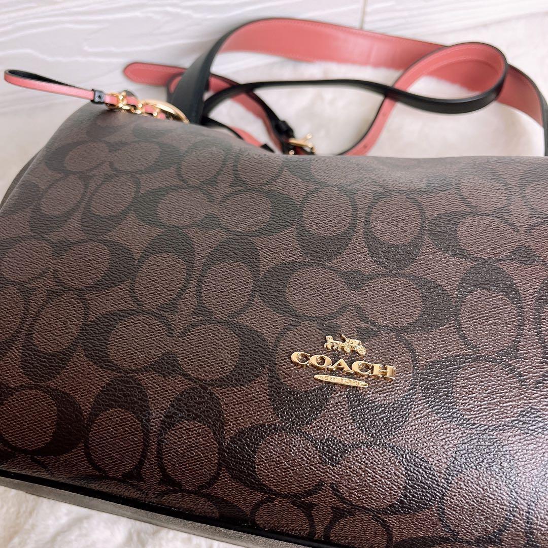 極美品☆COACHコーチ 2wayショルダーバッグ ブラウン レザー 大容量