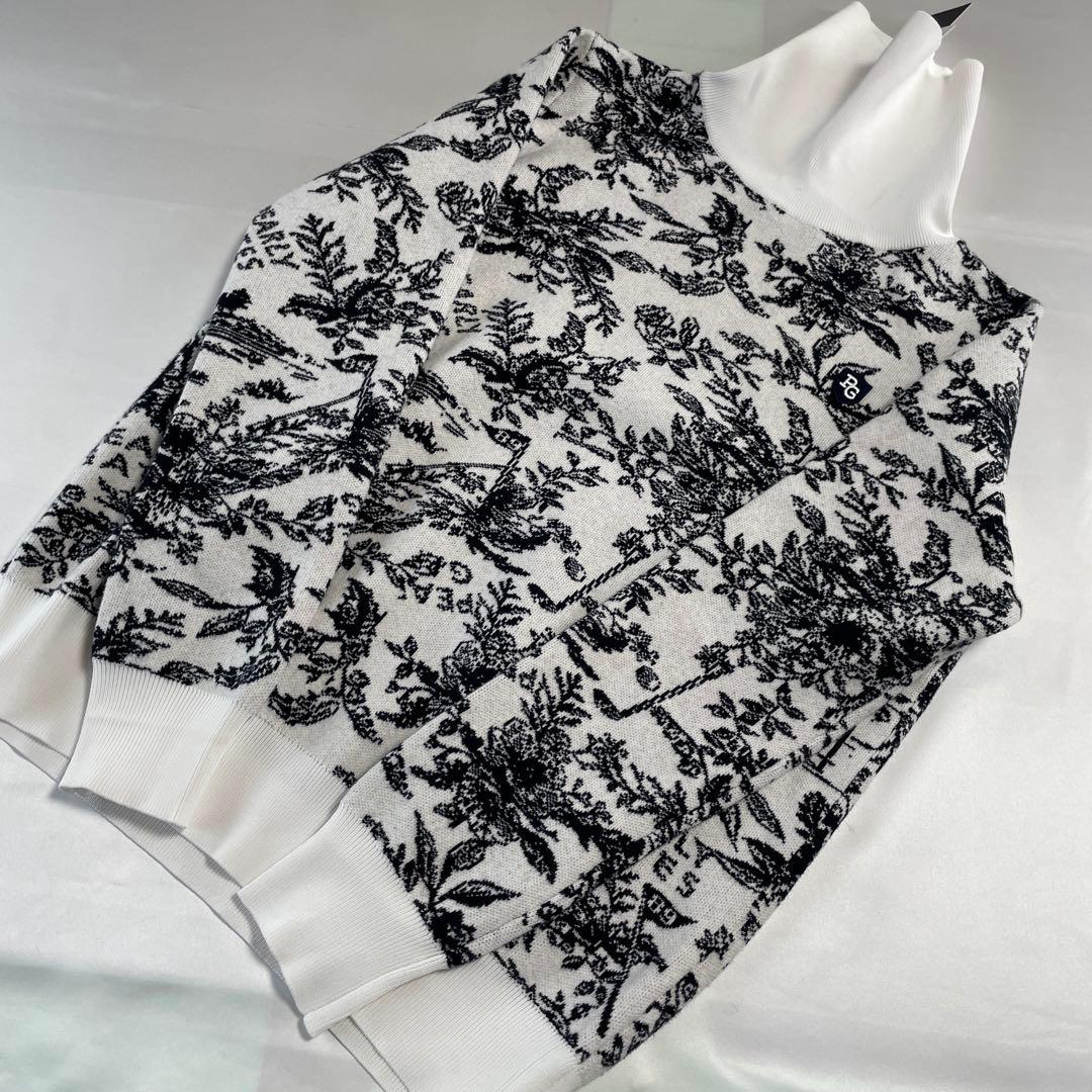 未使用タグ付き　パーリーゲイツ　ニット　セットアップ　タートルネック　花柄　総柄