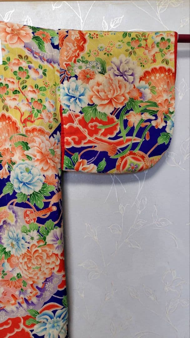 RK381アンティーク子供着物江戸縮緬着丈81センチ裄丈38センチ貴重な着物綺麗