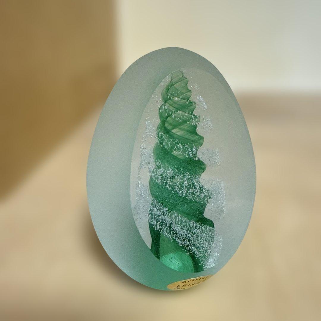 LEIXUSレクサス卵形ガラス製ペーパーウェイト置物 ツリー型 作家物