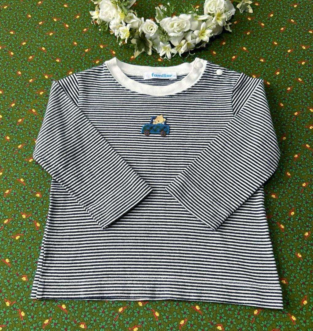 ファミリア セット チェック くま カーディガン ベスト ロンTレギンス 80