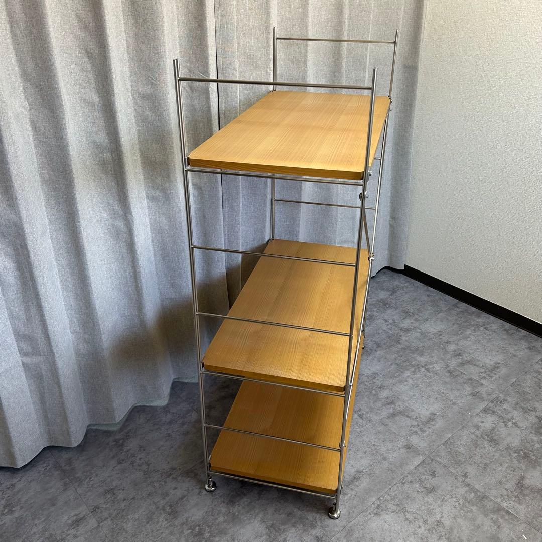 無印良品 ステンレスユニットシェルフ オーク材棚セット ワイド 中