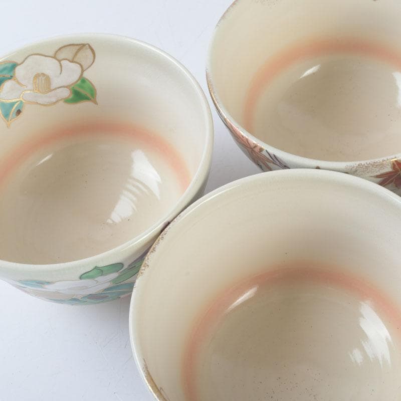 茶道具　中村与平作　四季茶碗　四客　共布共箱　V　9842A