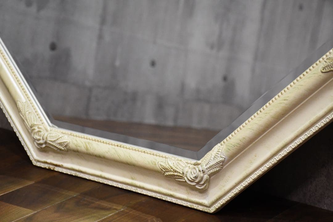 CHC71 シャビーシック オクタゴンミラー レリーフ アンティーク調 八角形