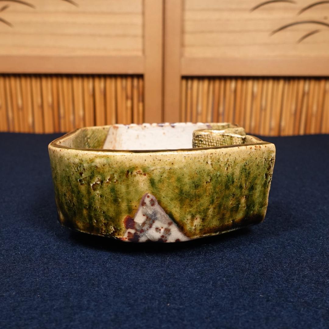 玉置保夫 織部向付 5客 共箱 岐阜県重要無形文化財