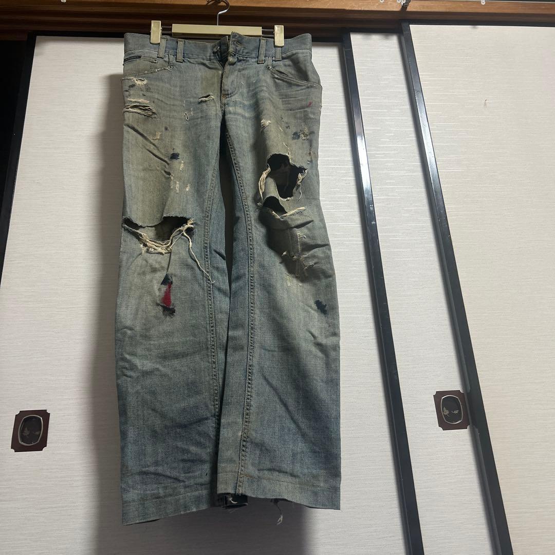 ドルチェ＆ガッバーナ　ダメージデニムパンツ