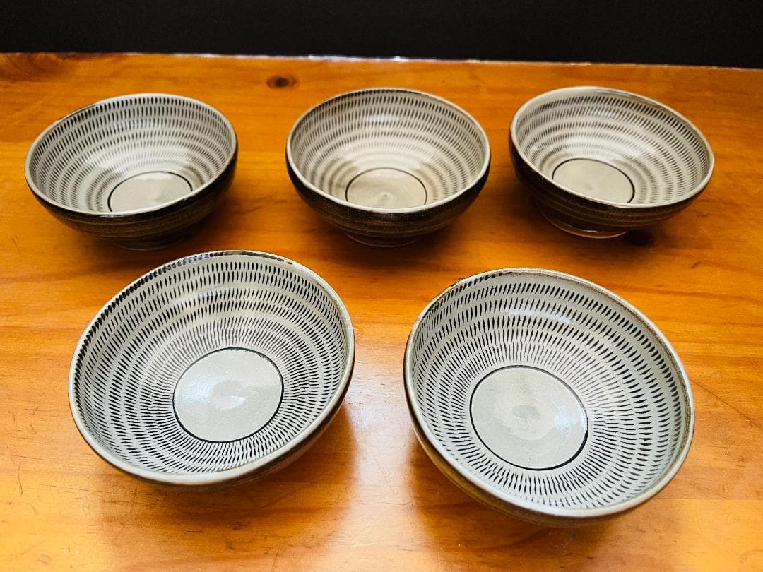 【美品】　小石原焼　中鉢　盛鉢　小鉢　５客　飛び鉋