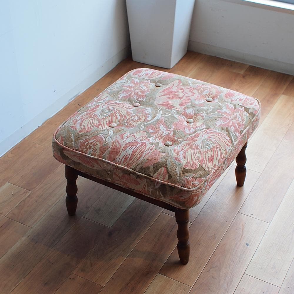 カリモク/karimoku コロニアル オットマン スツール ラタン 花柄