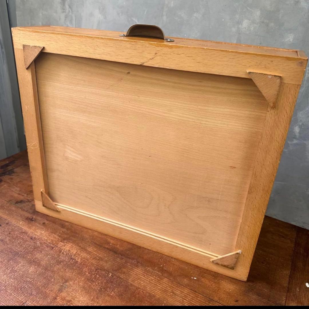 アンティーク イニシャルテープの木製棚、小分け引き出し、ディスプレイボックス