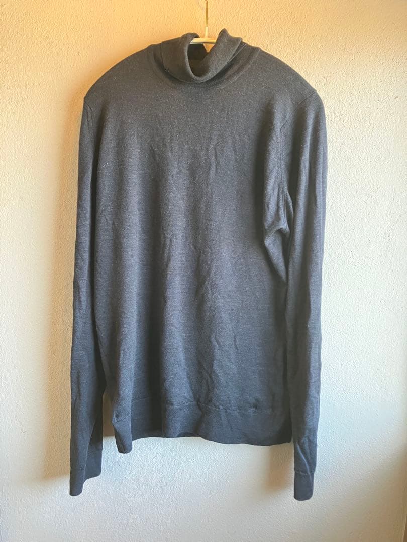 ジョンスメドレー タートルネック グレー ウール ハイゲージ 30G Ｌ