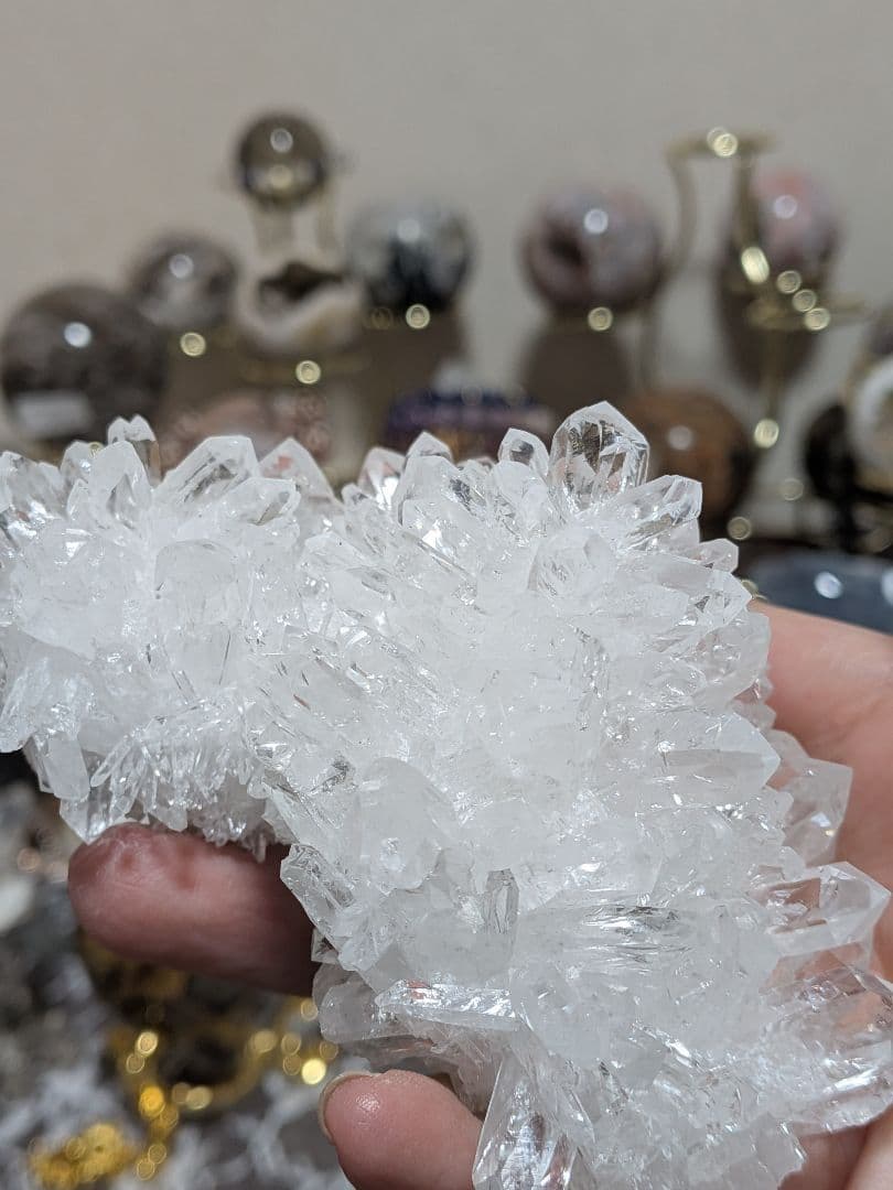 らびす！菊花水晶☆クラスター☆ヒマラヤ産☆強力浄化☆高品質☆台座つき☆2