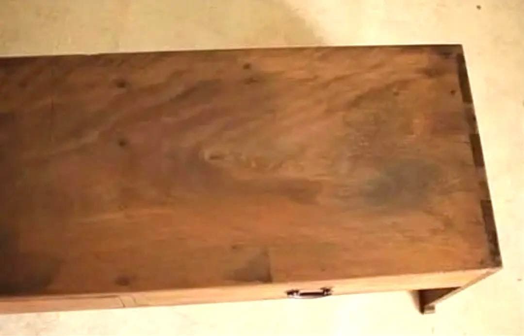 古く味のある木製の机　引き出し2杯　ローテーブル　作業台　古家具　古民家