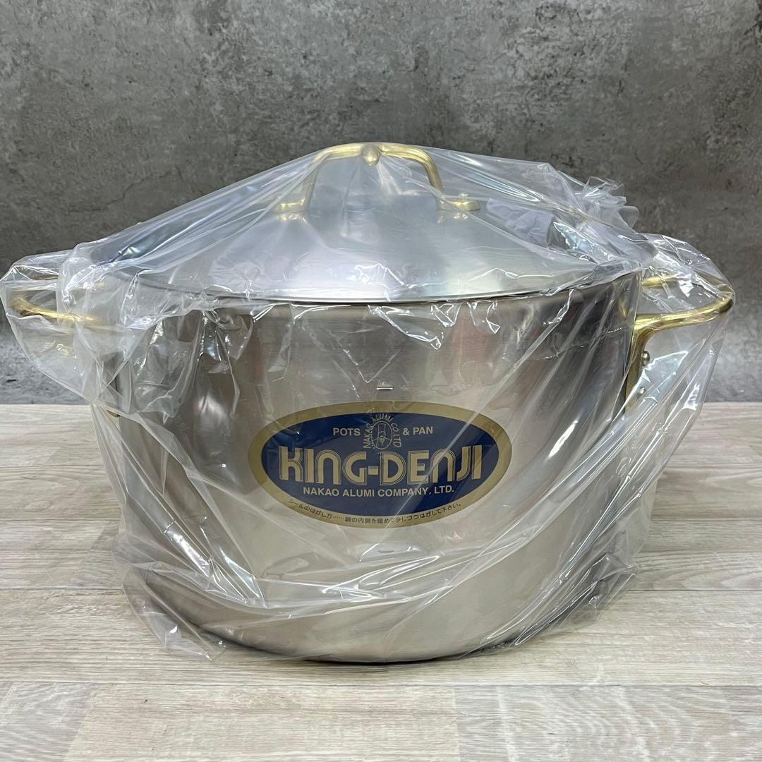 未使用 中尾アルミ製作所 キングデンジ 半寸胴鍋 33cm 18L nakao