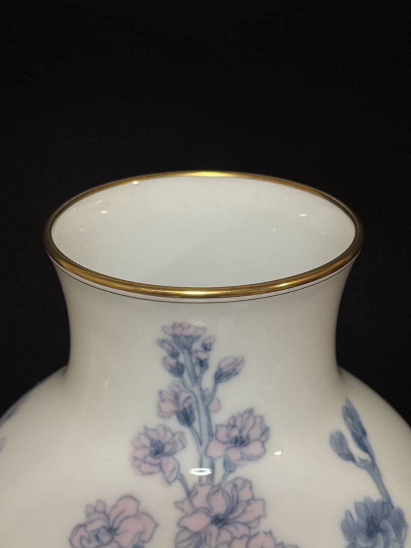 大型 大倉陶園 OKURA 彩色花図 花瓶