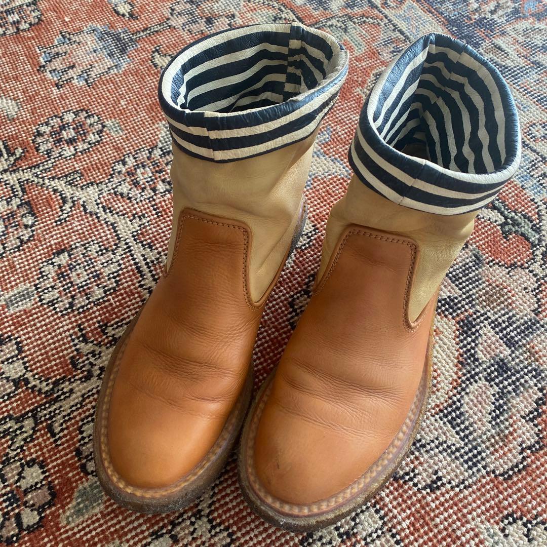 キャピタル kapital ポパイブーツ ショートブーツ　ボーダー　サイズ1