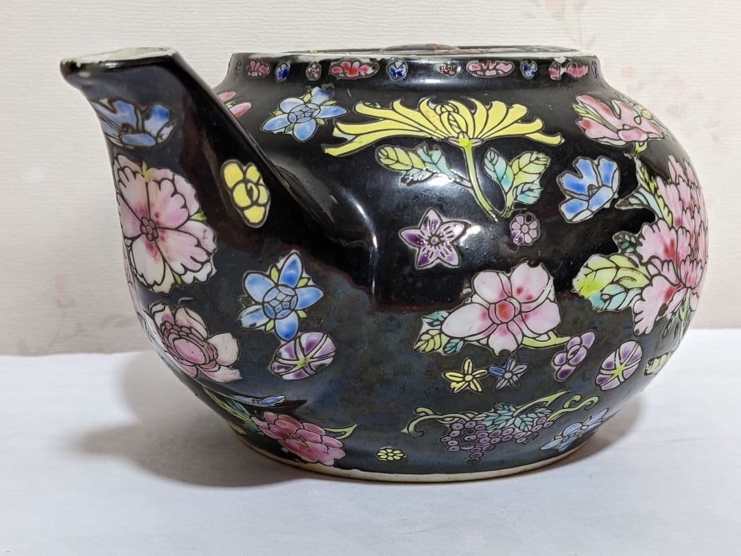 ♦中国古玩 花埋め図 景徳鎮窯 輸出用CHINA 茶道具 急須 古美術 骨董品