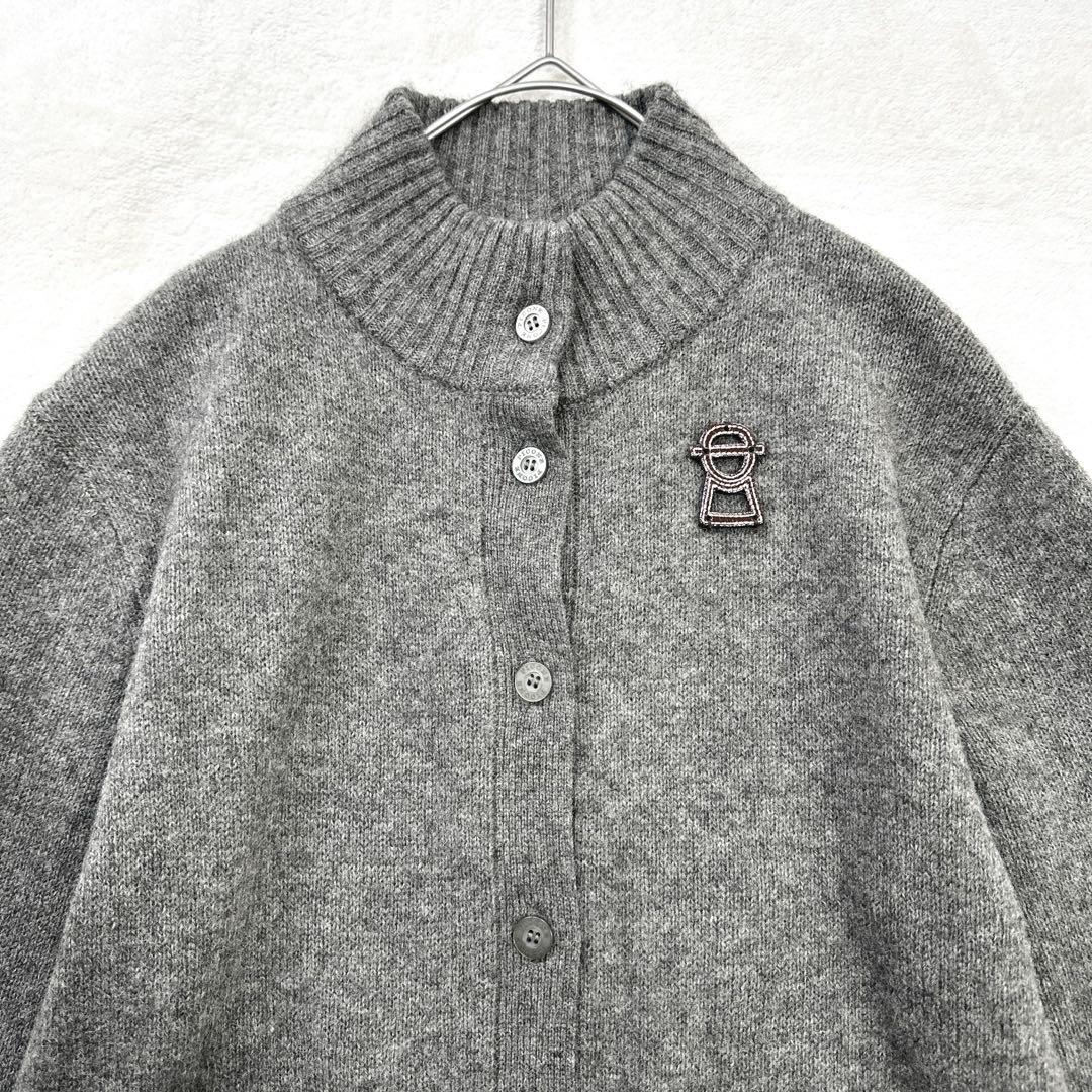 美品 ピッコーネ ヤク カシミヤ ニットカーディガン ハイネック グレー M