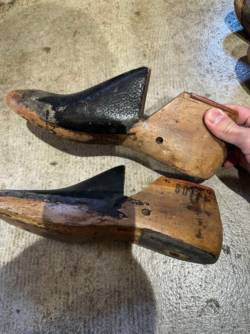 アンティーク 木製 靴 シューズ モールド 型 ビンテージ ディスプレイ