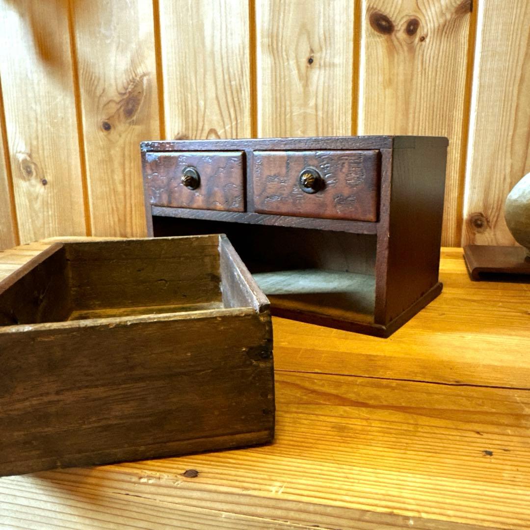 骨董　小家具　時代小抽斗　時代物　インテリア収納　アンティークボックス　組み木