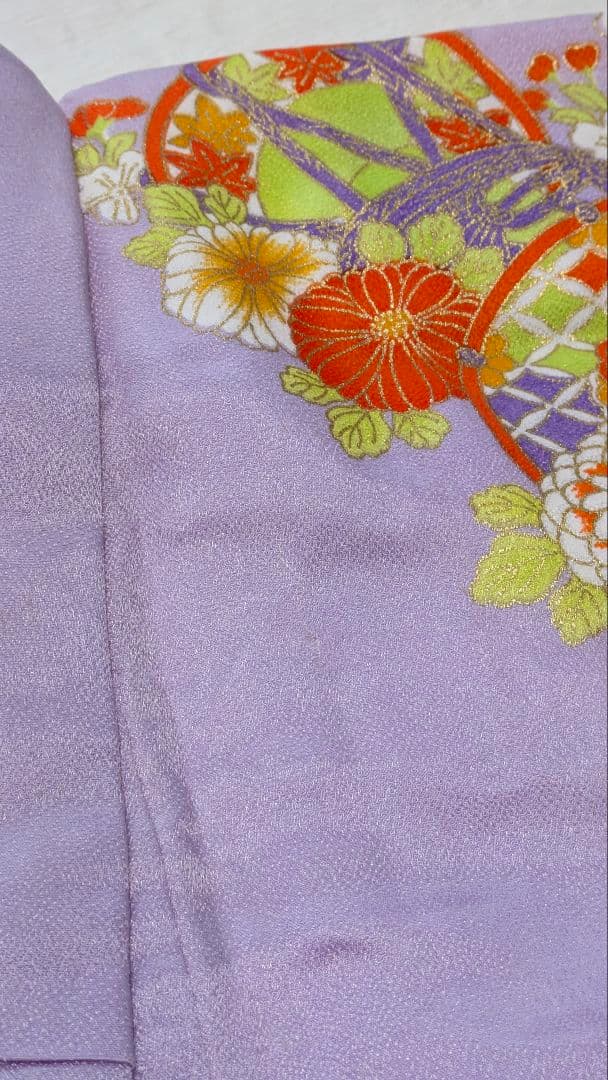 7歳　レトロ薄紫鼓　七五三　お着物・帯セット