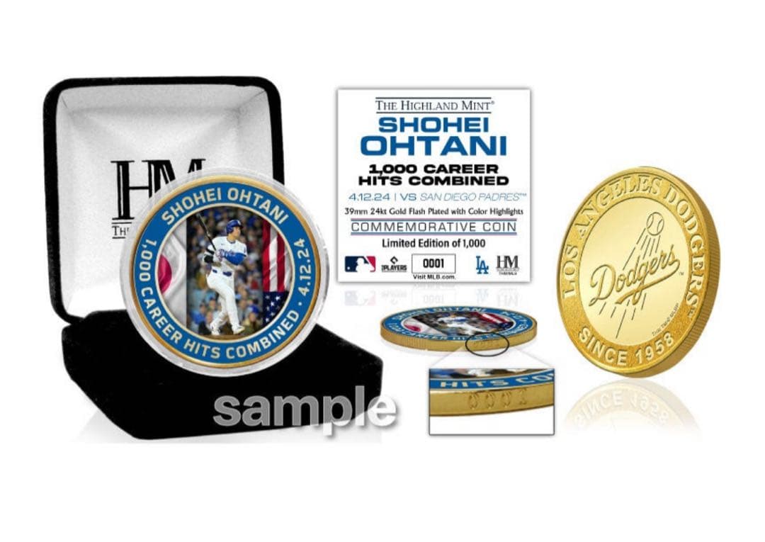 大谷翔平 1000 CAREER HIT COMBINED 記念メダル