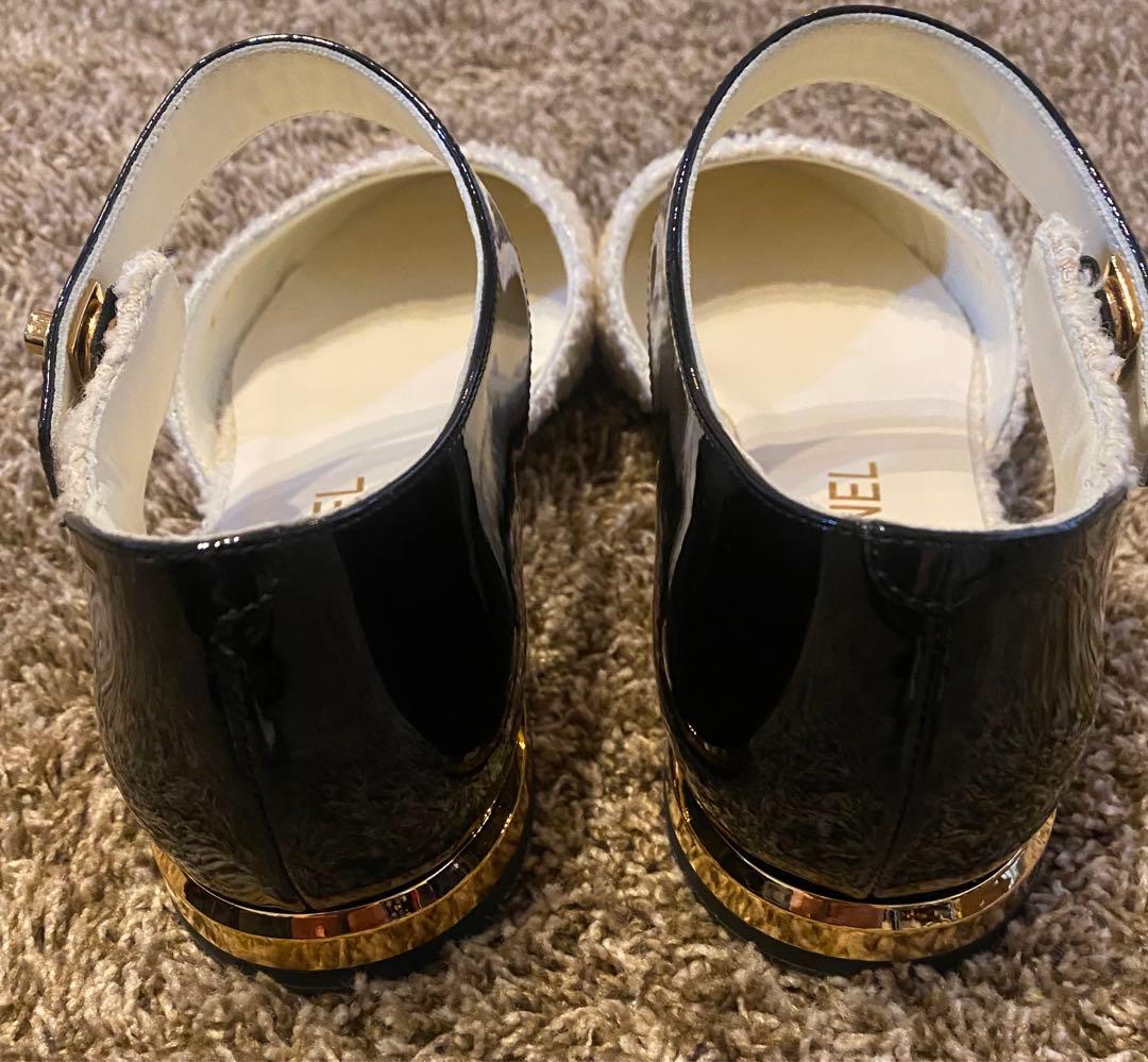 シャネル　ツイードバレリーナ　美品36ハーフ