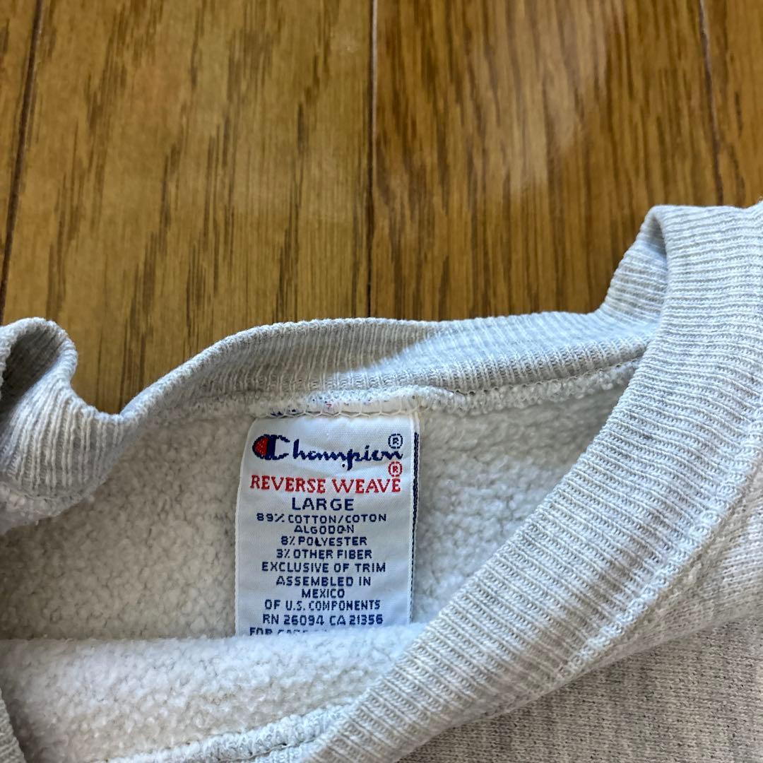 90s USA製 Champion リバースウィーブ 無地 グレー 目あり