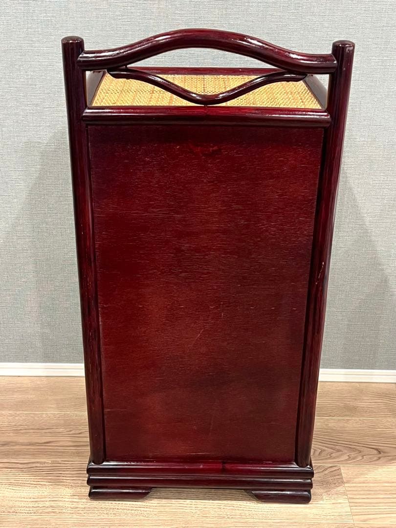 昭和レトロ 籐×木製 電話台 サイドチェスト 引き出し付き 和モダン