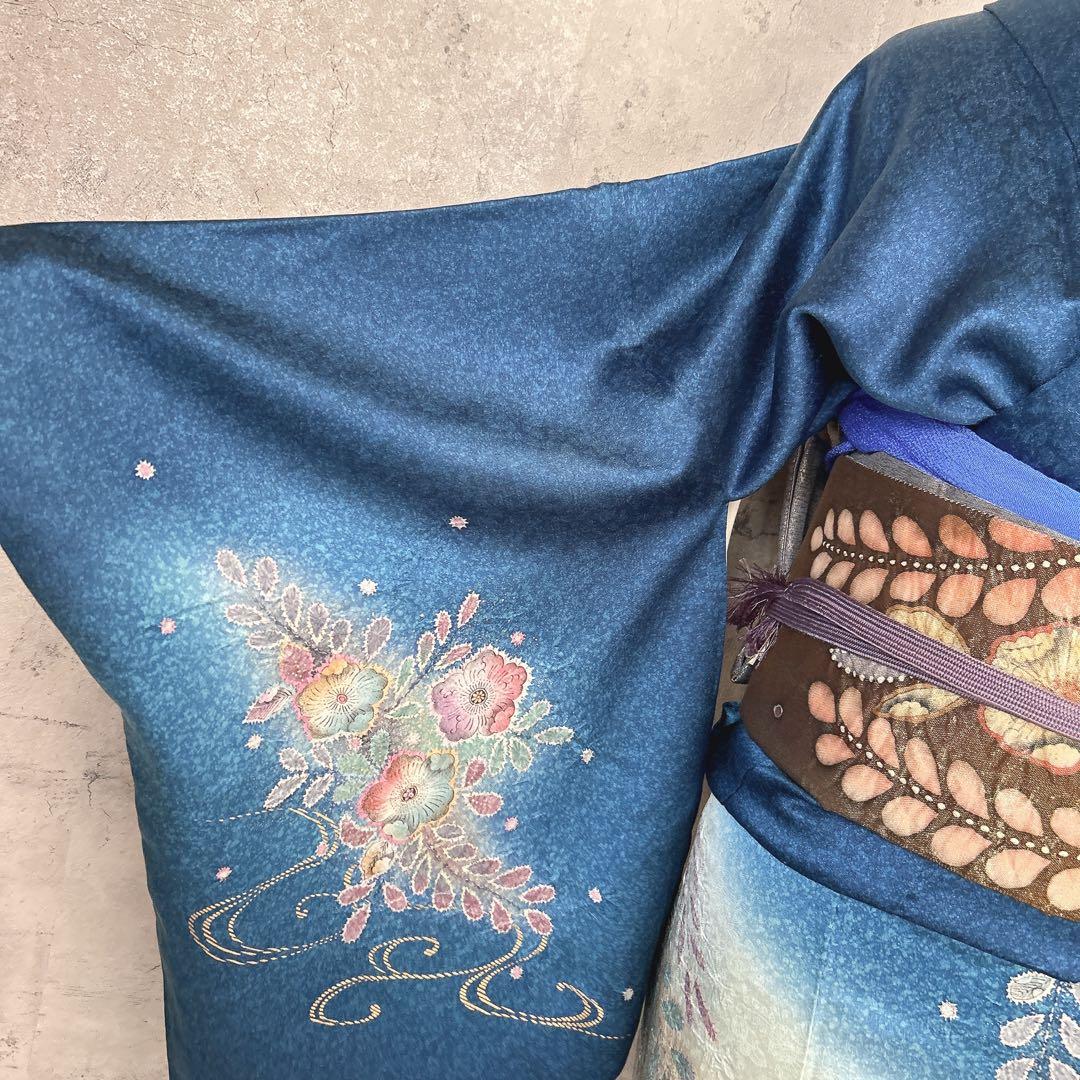 訪問着フルセット　辻ヶ花　着物　正絹　豪華　華やか　青　p2