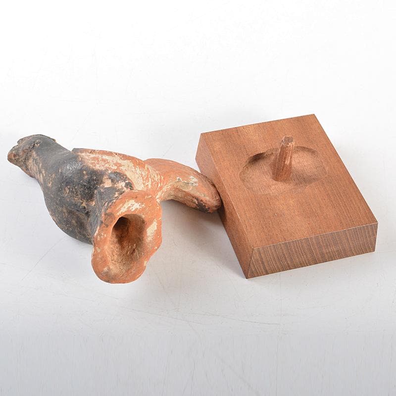 中国　加彩　鳥　置物　飾り台付　C　R5913