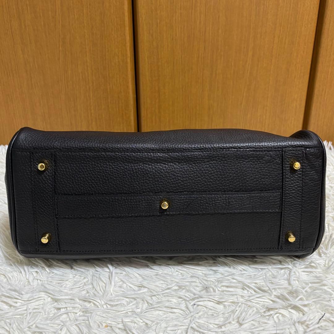 ✨️希少 トップハンドル ハンドバッグ シボ革 レザー 南京錠 カデナ ブラック