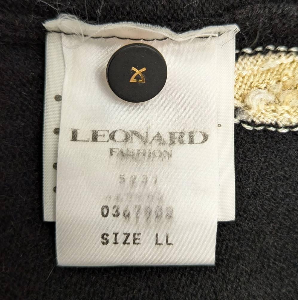 LEONARD レオナール 花柄 カシミヤ混 カーディガン ＬＬ