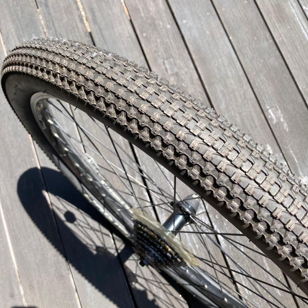 26インチMTB前後タイヤホイール（リア7速フリー、米式バルブアダプタ）セット