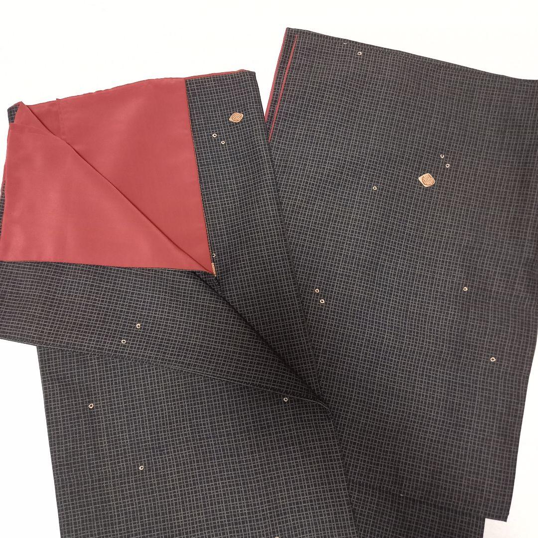 M*様 洗える着物と名古屋帯 セット　格子飛び柄小紋と立涌モダン名古屋帯