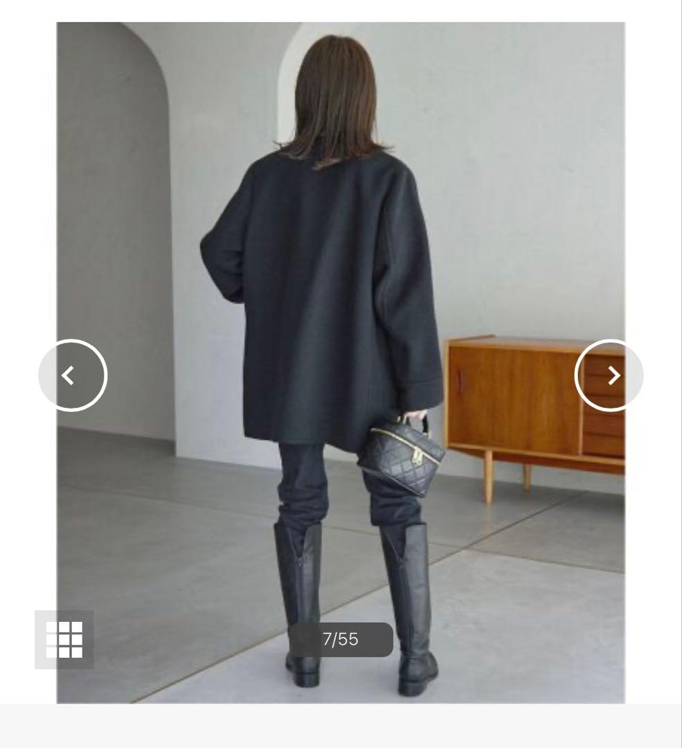 SLOBE IENA スイビダブルクロスノーカラーダブル前コート ブ