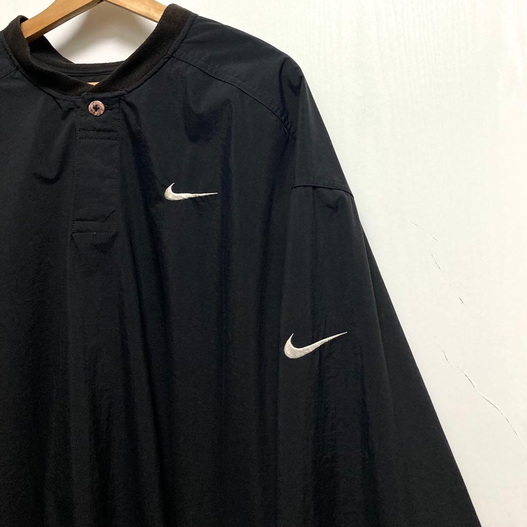 NIKE 刺繍ソロスウッシュロゴ ヘンリーネック ナイロンジャケット 黒 XL