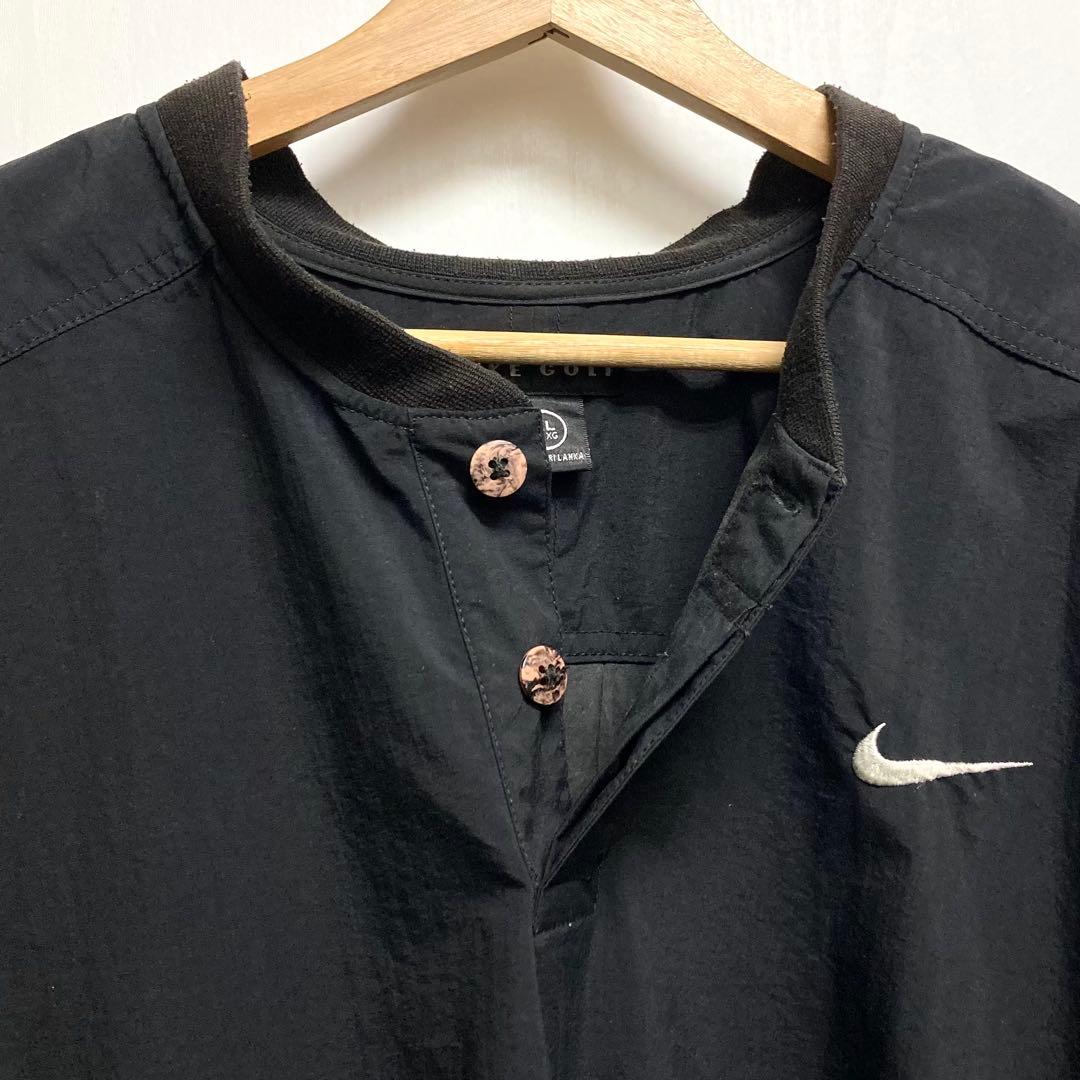 NIKE 刺繍ソロスウッシュロゴ ヘンリーネック ナイロンジャケット 黒 XL