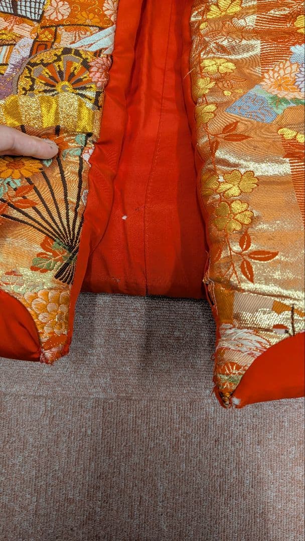 色打掛　オレンジ朱色牡丹