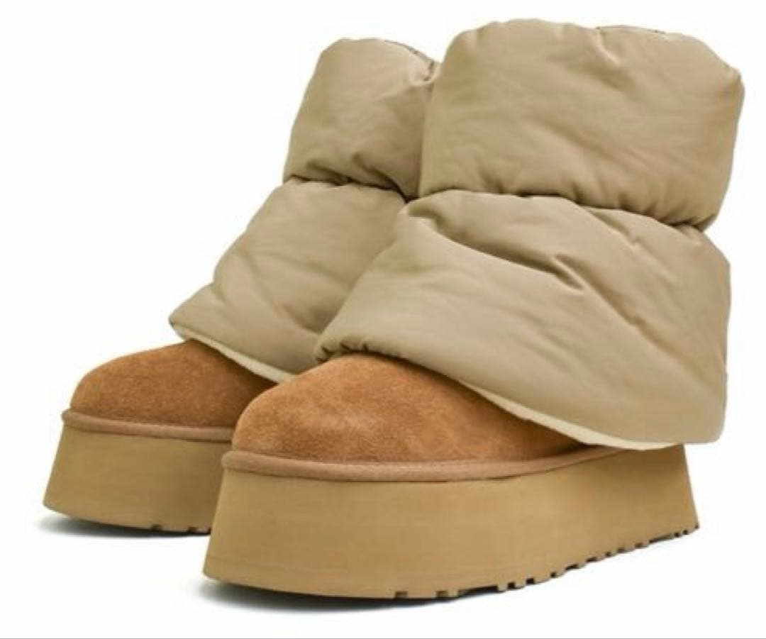 UGG ムートンブーツ キャメル 22cm クラシックディッパーパッファー　美品