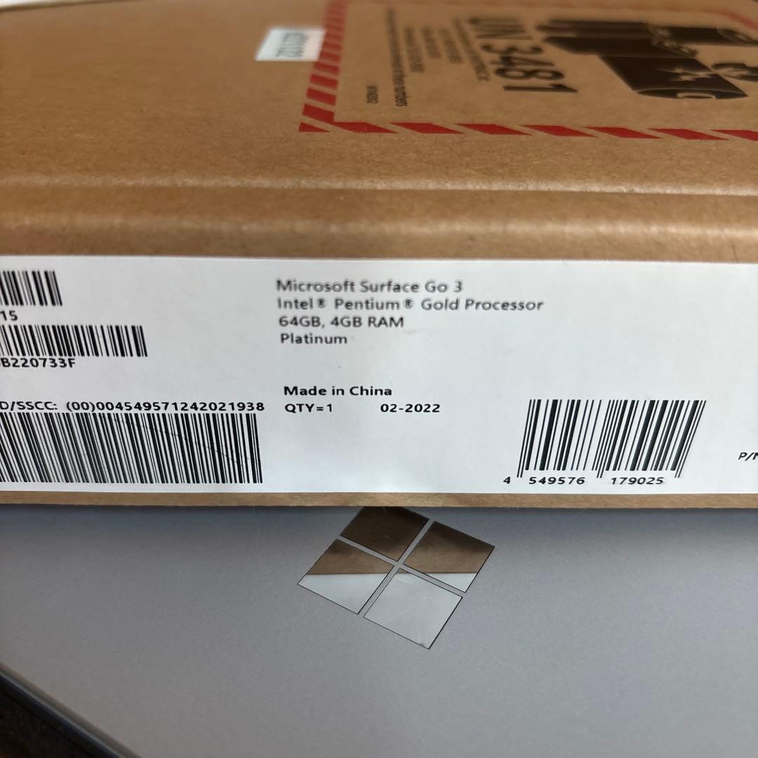 Windowsタブレット本体 Microsof Surface Go 3 64GB 4GB