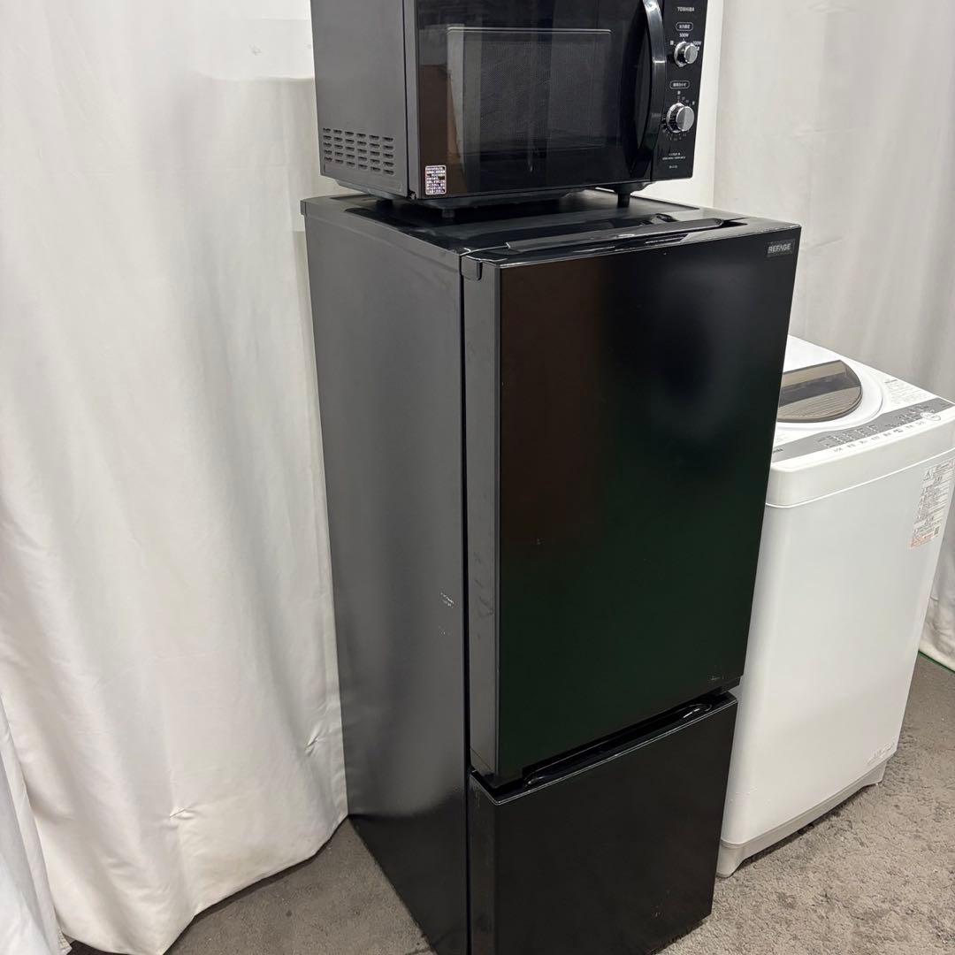 150⭕️冷蔵庫　洗濯機　レンジ　安い　黒　一人暮らし　セット　設置無料　24年