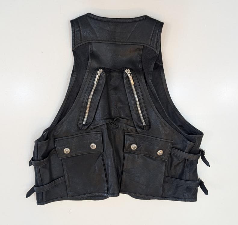 REDMOON WORKS　レザーベスト　山羊革　多ポケット　黒 ブラック