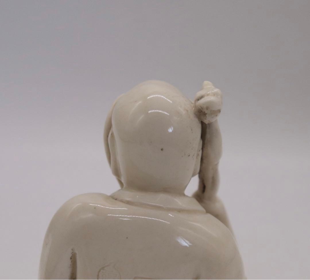 中国　徳化窯白磁達磨　清時代　木箱入　送料込み0730